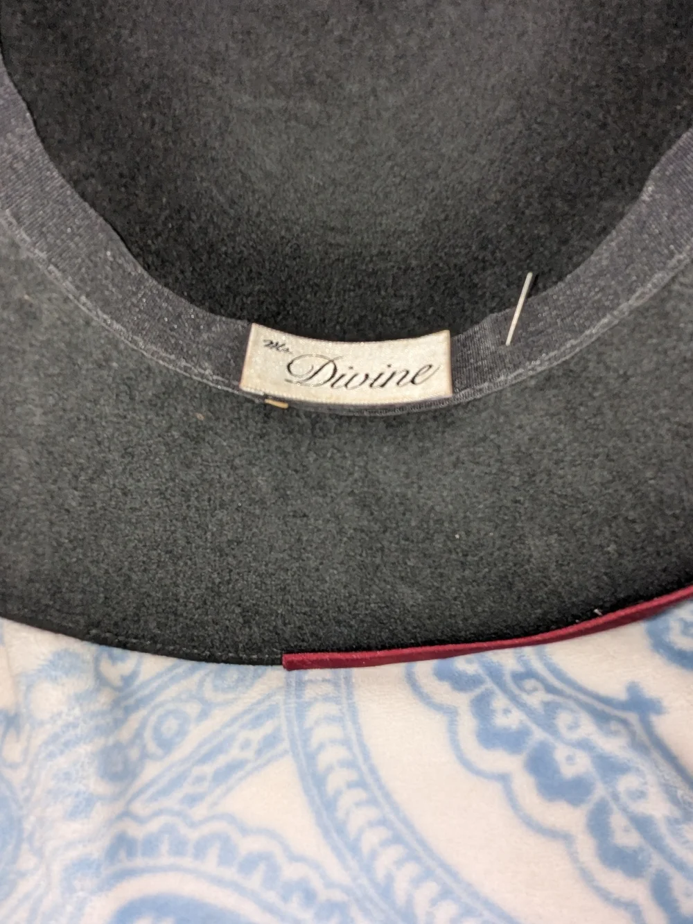 Women’s Burgundy Satin-Topped Black Beret with Rhinestone Trim